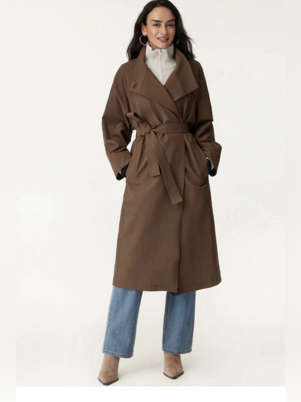 OGL Waterproof Belted Trench Coat XS Brown NWT